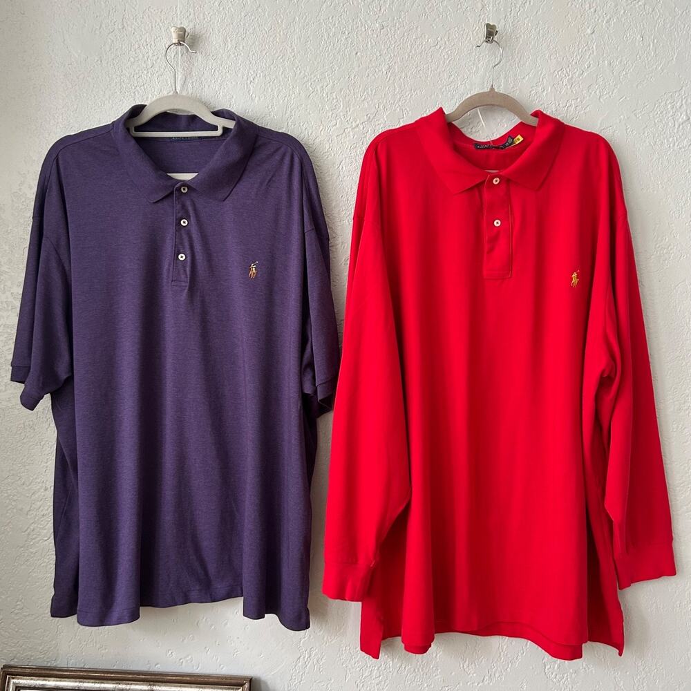 Polo Ralph Lauren 4XB Big Tall Shirt Bundle Red Purple Pony Polo Cotton